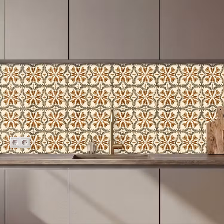 Schienale cucina - Piastrella ornamentale - Motivo - Marrone — 1