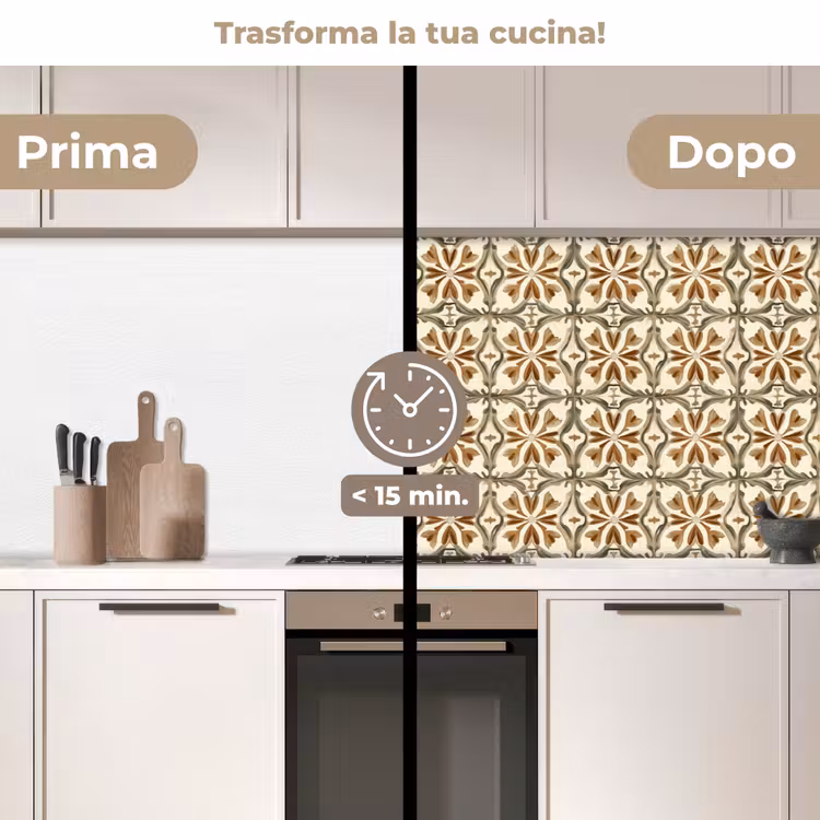 Schienale cucina - Piastrella ornamentale - Motivo - Marrone — 3