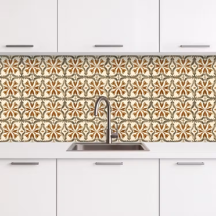 Schienale cucina - Piastrella ornamentale - Motivo - Marrone — 4