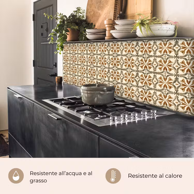 Schienale cucina - Piastrella ornamentale - Motivo - Marrone — 5