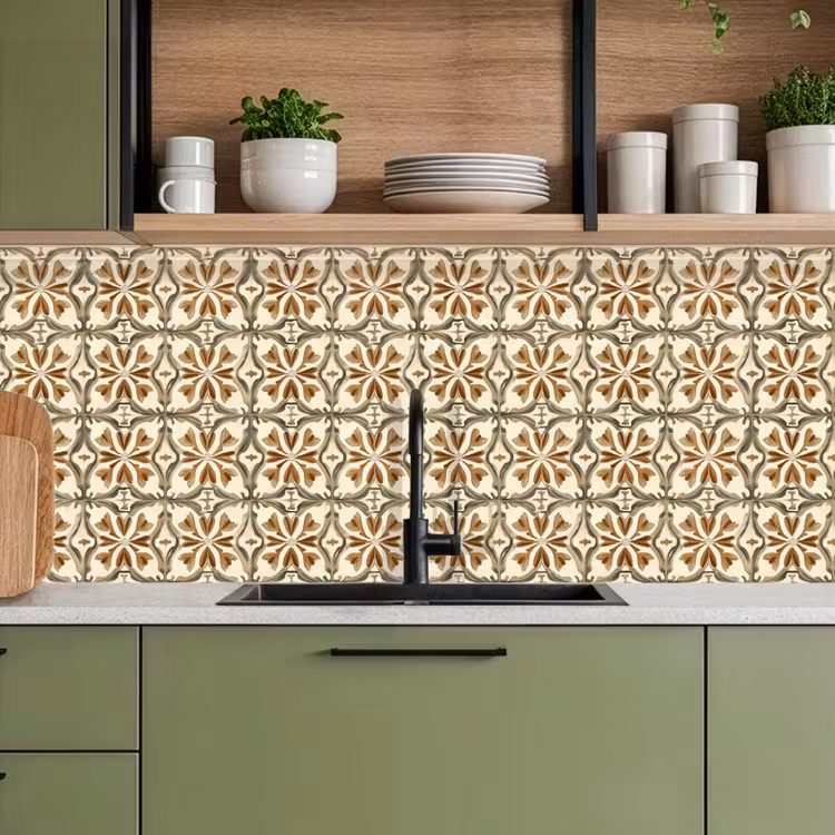 Schienale cucina - Piastrella ornamentale - Motivo - Marrone — 8