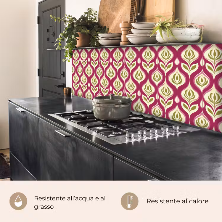 Schienale cucina - Retrò - Floreale - Viola — 5