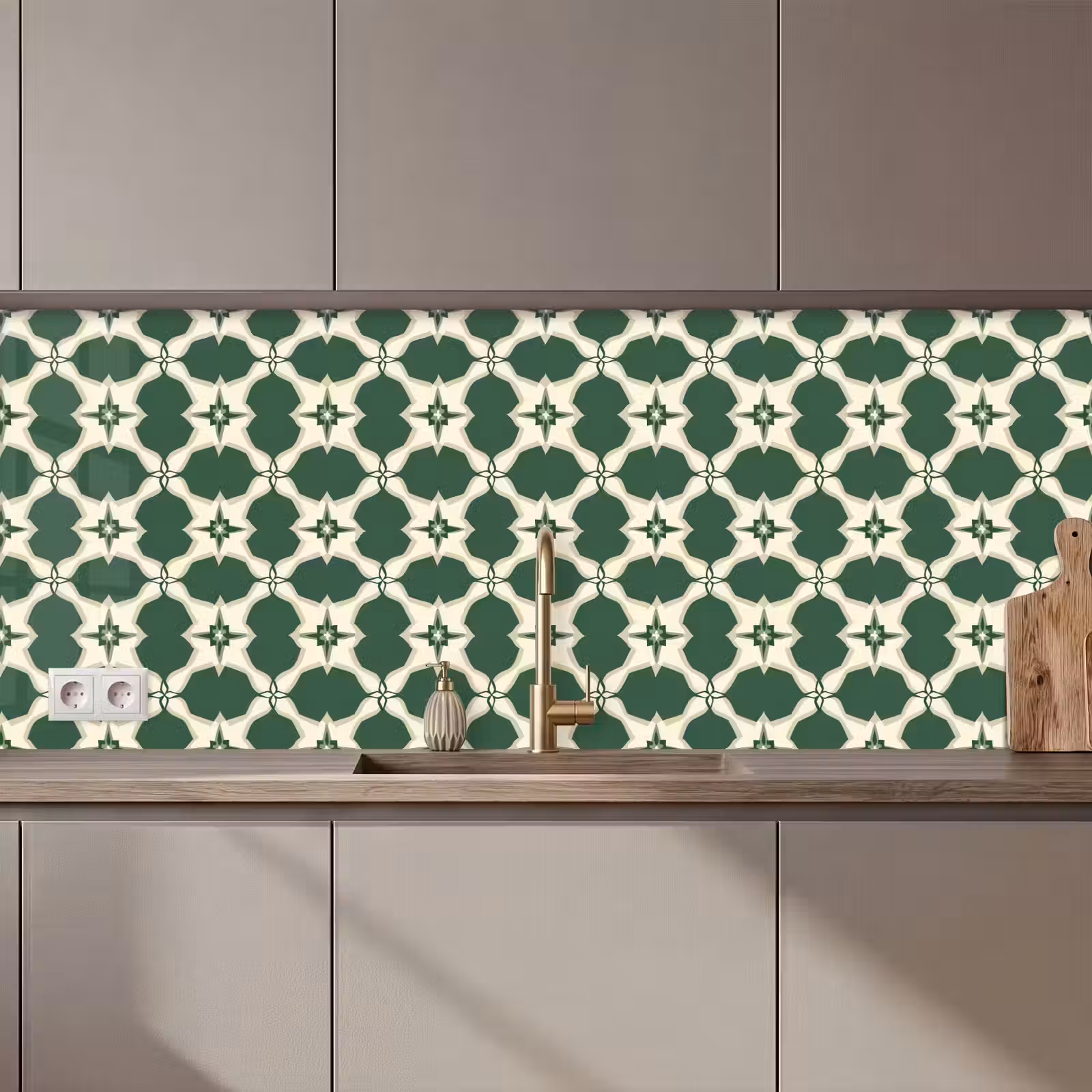 Schienale cucina - Piastrella - Classica - Verde — 1