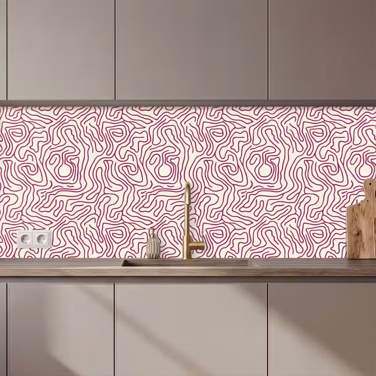 Schienale cucina - Linea di avvolgimento - Magenta - Crema — 1