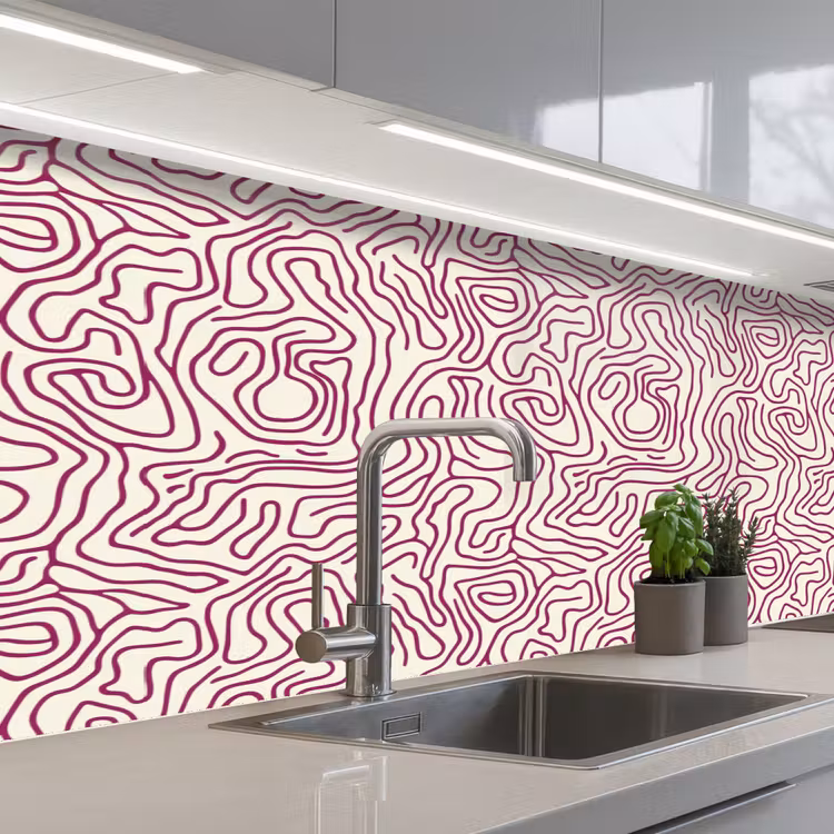Schienale cucina - Linea di avvolgimento - Magenta - Crema — 2