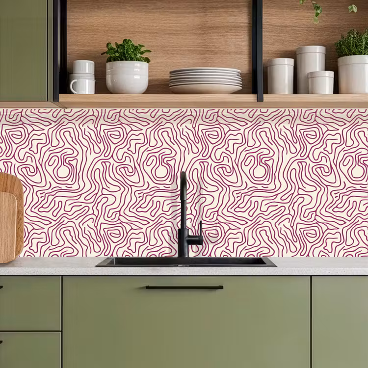 Schienale cucina - Linea di avvolgimento - Magenta - Crema — 8