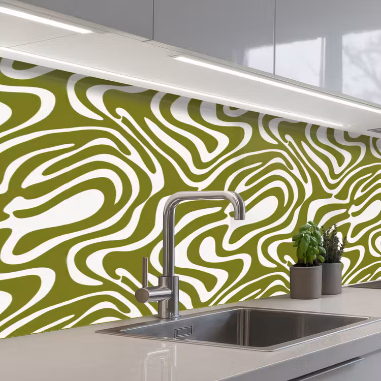 Schienale cucina - Motivo a linee - Verde - Organico — 2