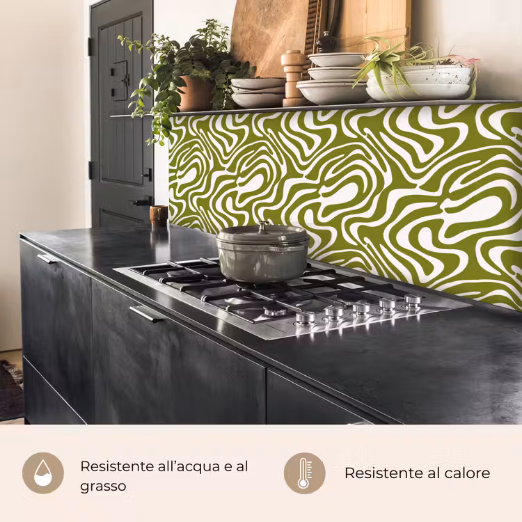 Schienale cucina - Motivo a linee - Verde - Organico — 5
