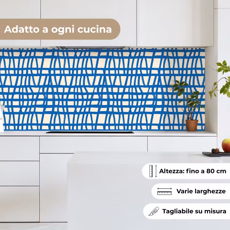 Schienale cucina - Motivo a scacchi - Blu - Crema — 7