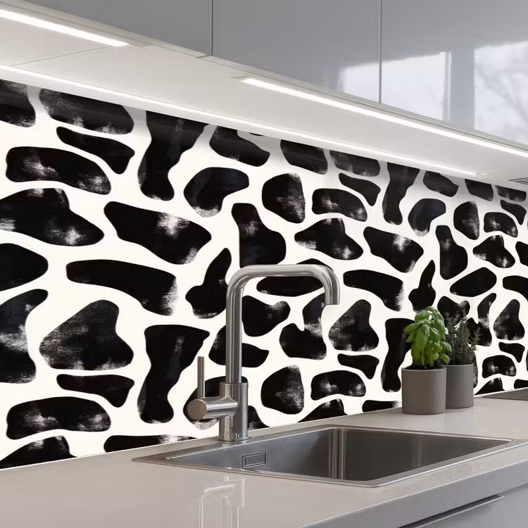 Schienale cucina - Motivo animale - Macchie - Nero - Bianco — 2