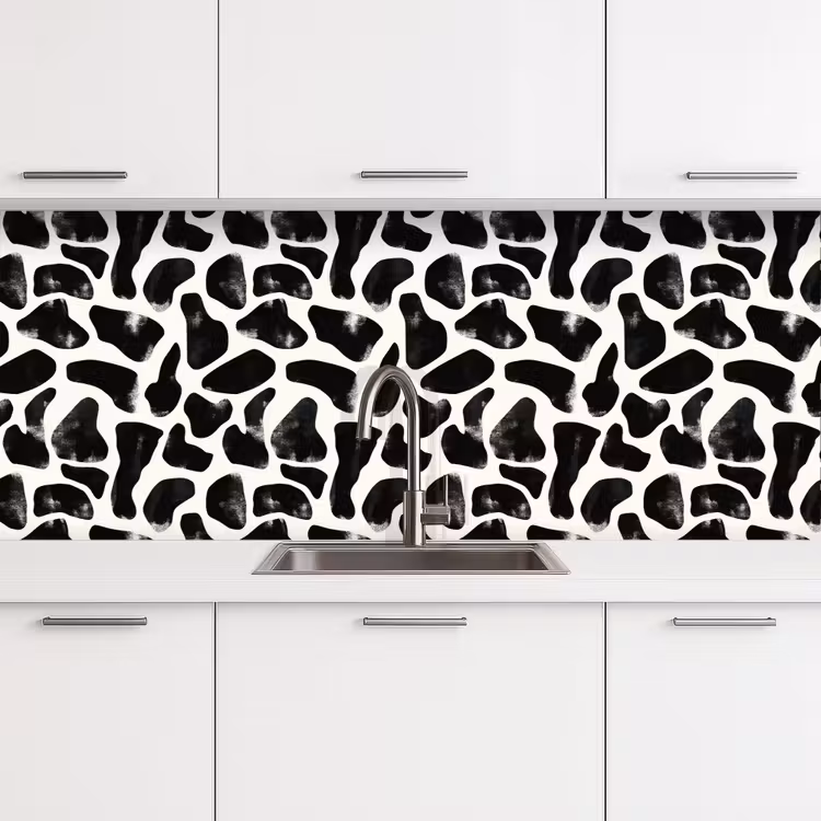 Schienale cucina - Motivo animale - Macchie - Nero - Bianco — 4