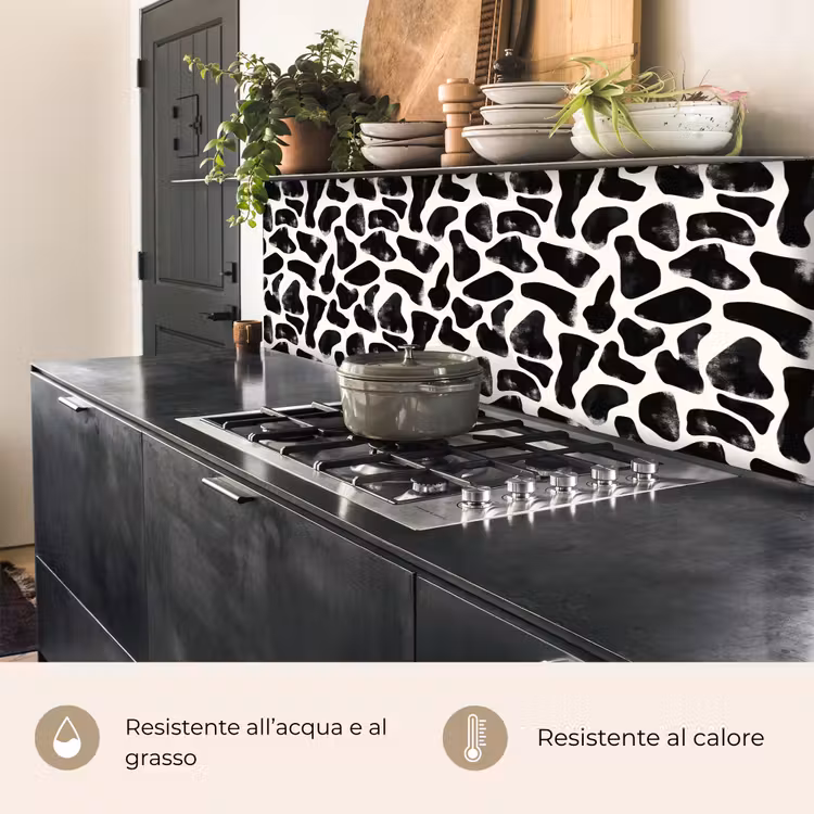 Schienale cucina - Motivo animale - Macchie - Nero - Bianco — 5