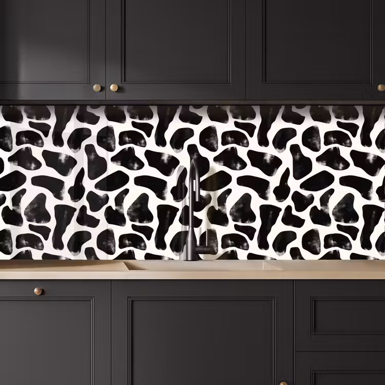 Schienale cucina - Motivo animale - Macchie - Nero - Bianco — 6