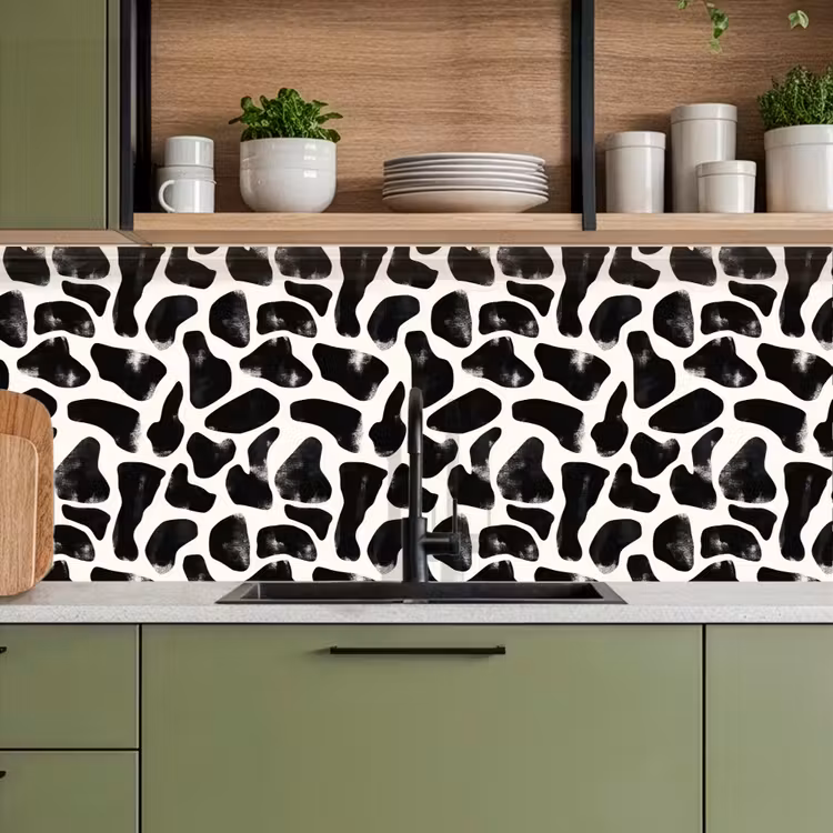 Schienale cucina - Motivo animale - Macchie - Nero - Bianco — 8