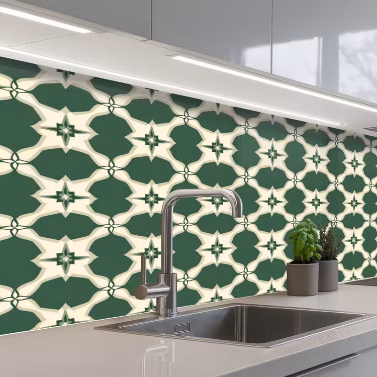 Schienale cucina - Piastrella - Classica - Verde — 2