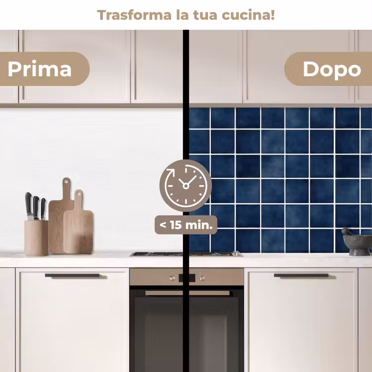 Schienale cucina - Piastrella - Moderna - Blu — 3