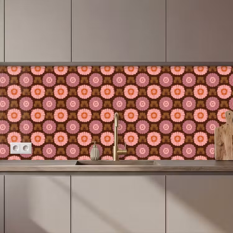 Schienale cucina - Retrò - Margherita - Rosa — 1