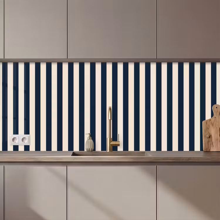 Schienale cucina - Strisce verticali - Blu - Crema — 1