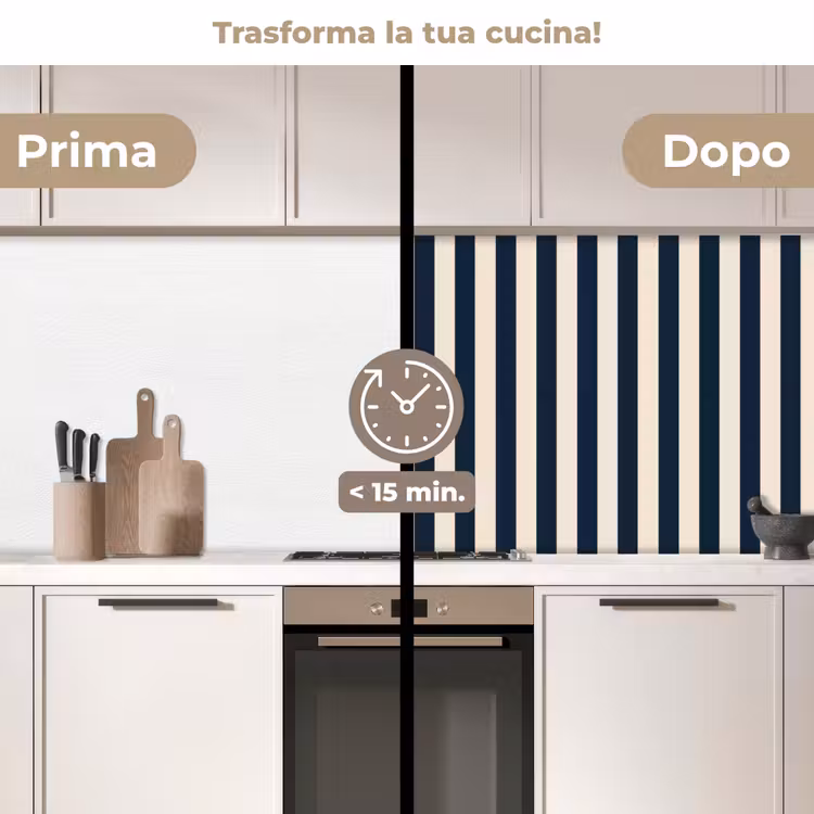 Schienale cucina - Strisce verticali - Blu - Crema — 3