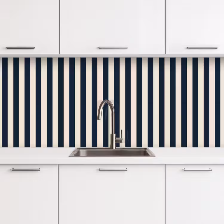Schienale cucina - Strisce verticali - Blu - Crema — 4