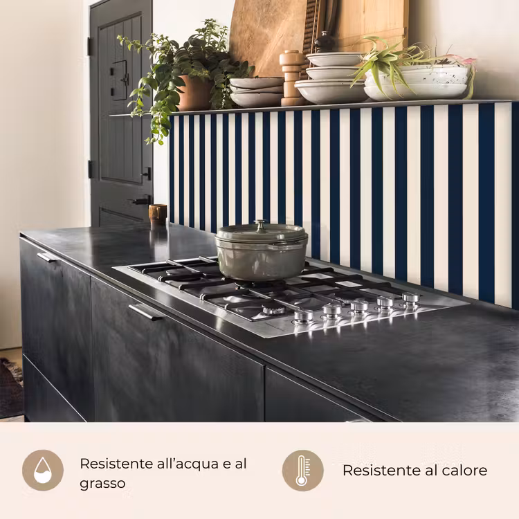 Schienale cucina - Strisce verticali - Blu - Crema — 5