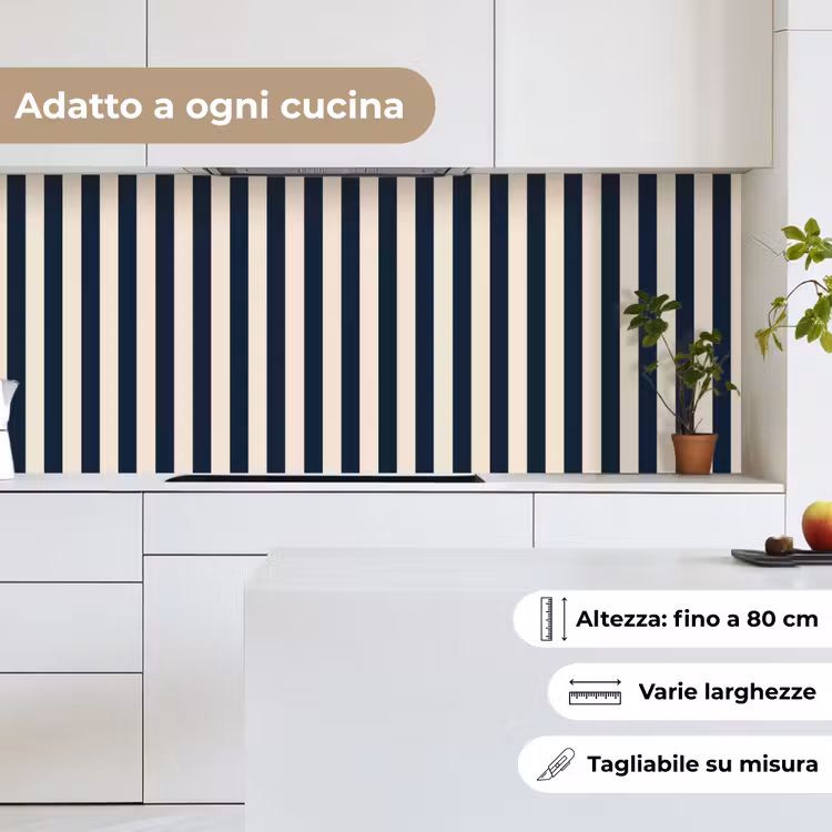 Schienale cucina - Strisce verticali - Blu - Crema — 7