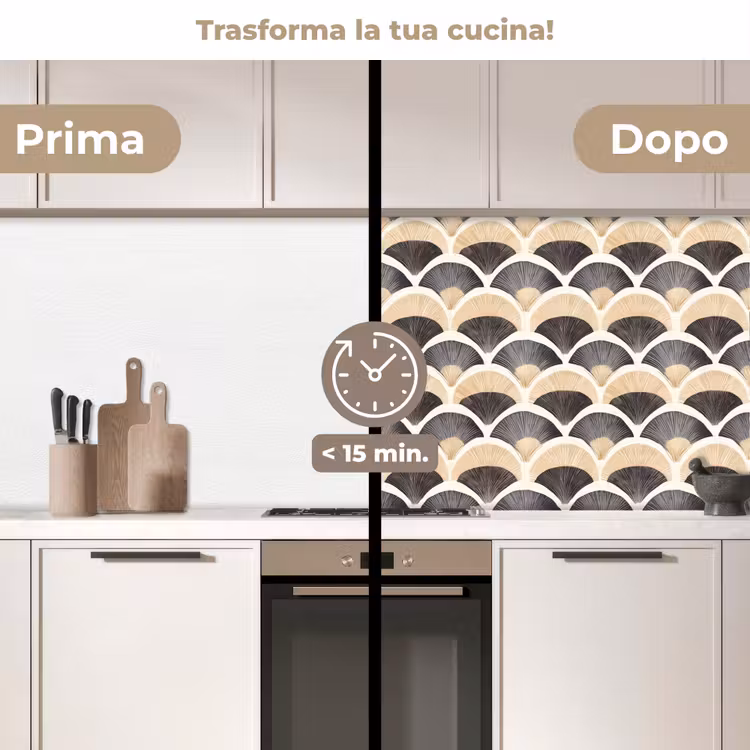 Schienale cucina - Ventaglio - Modello - Nero - Beige — 3