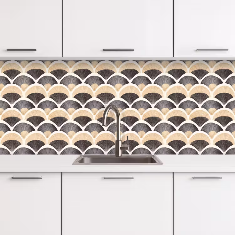 Schienale cucina - Ventaglio - Modello - Nero - Beige — 4