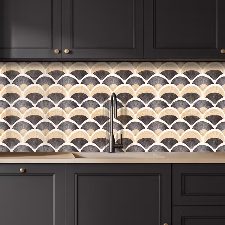 Schienale cucina - Ventaglio - Modello - Nero - Beige — 6