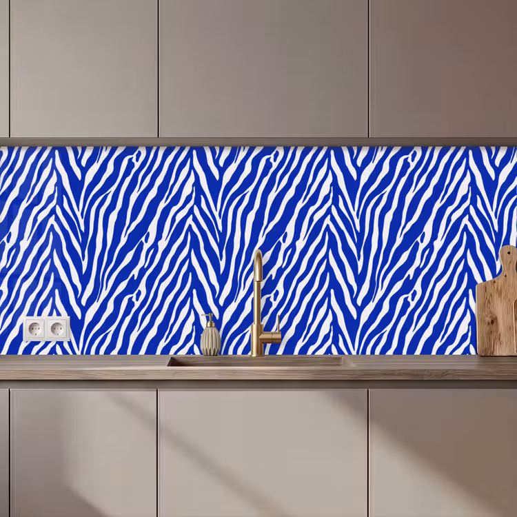 Schienale cucina - Zebra - Motivo - Cobalto - Blu — 1