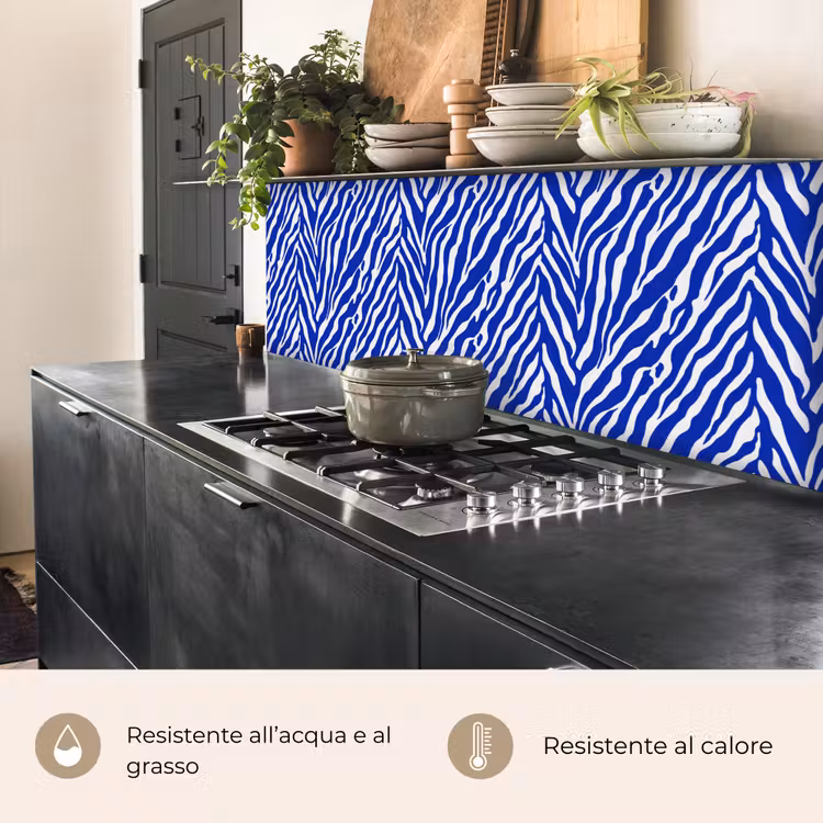 Schienale cucina - Zebra - Motivo - Cobalto - Blu — 5