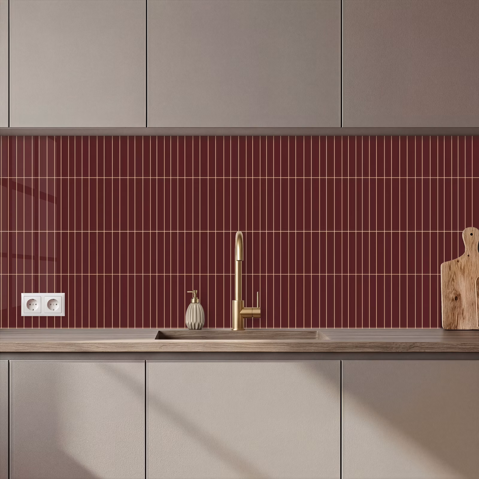 Schienale cucina - Linee - Motivo - Bordeaux — 1