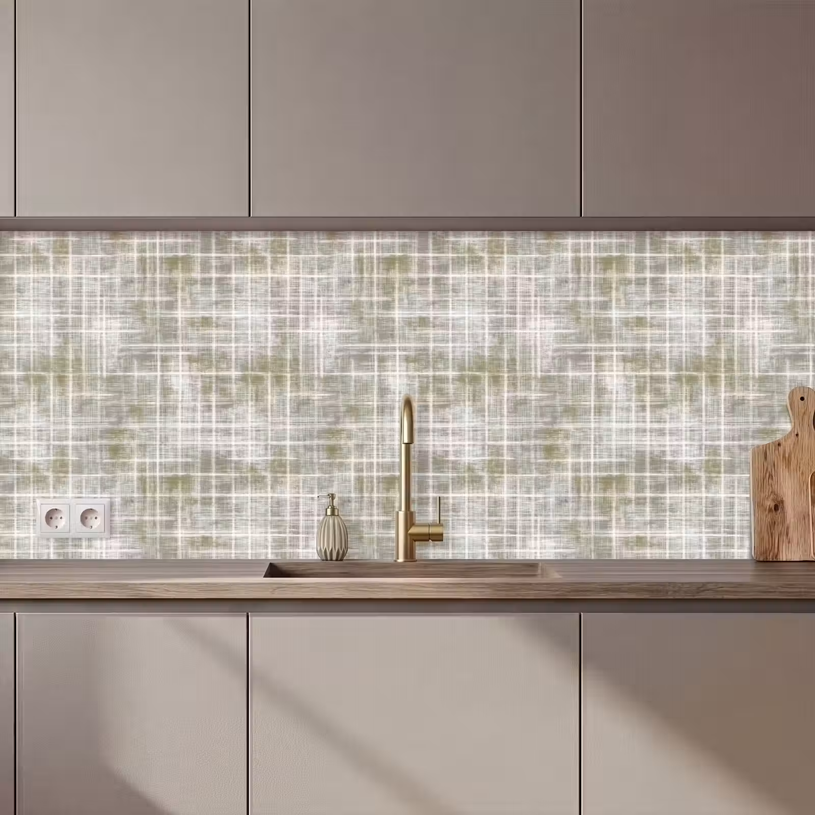 Schienale cucina - Lino - Motivo - Verde — 1