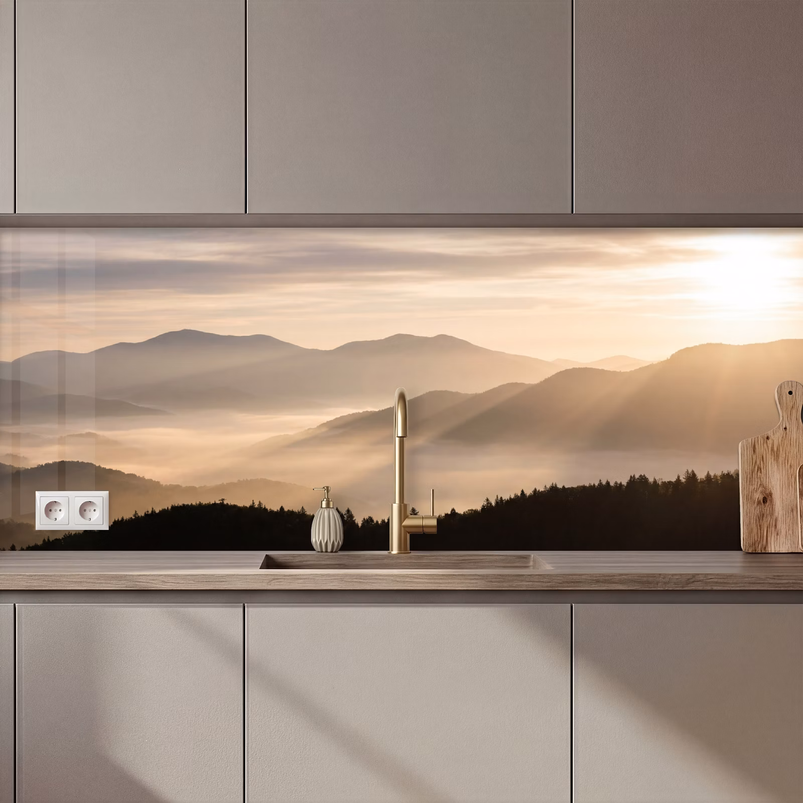 Schienale cucina - Montagne - Nebbia - Raggi di sole — 1