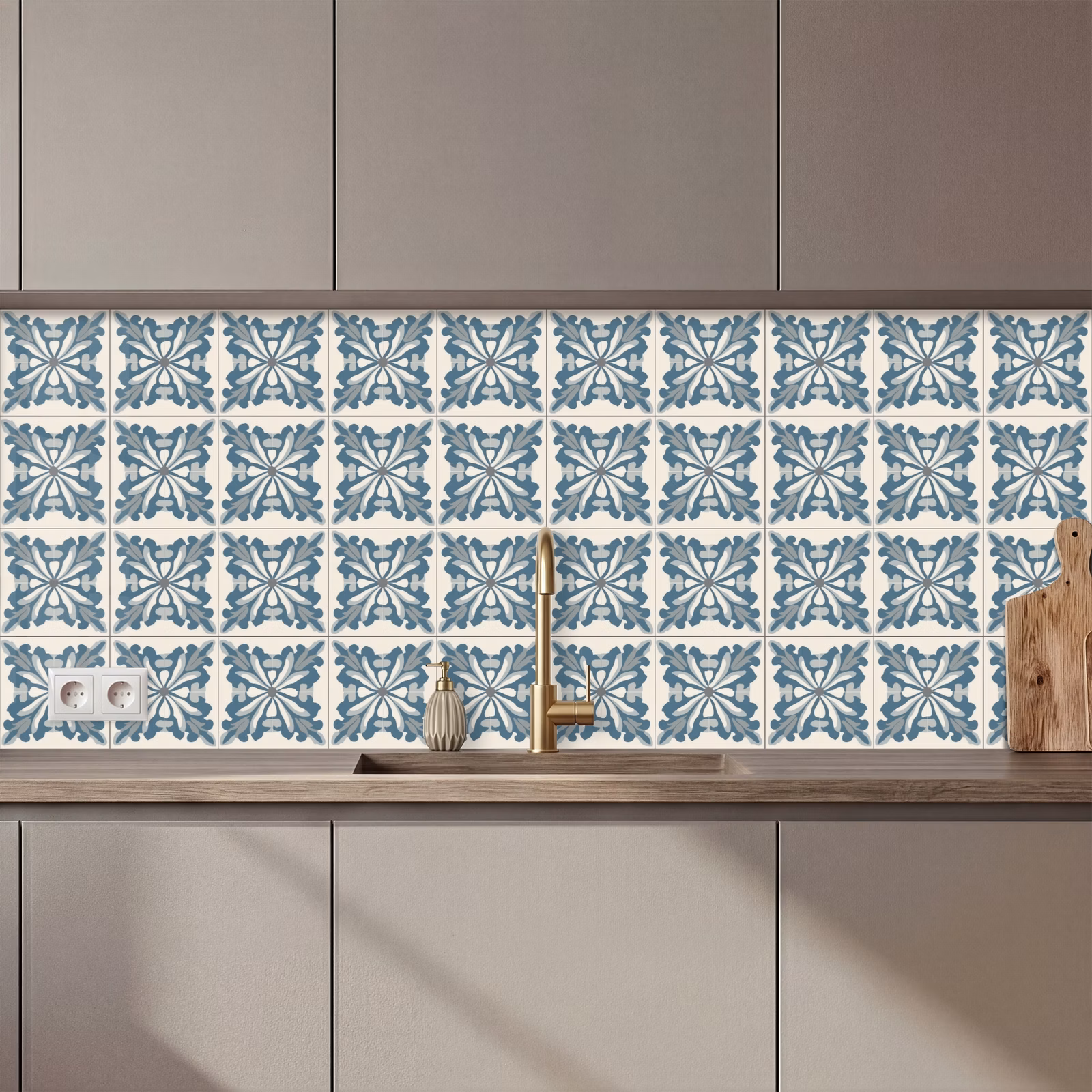 Schienale cucina - Motivo - Piastrella - Blu — 1