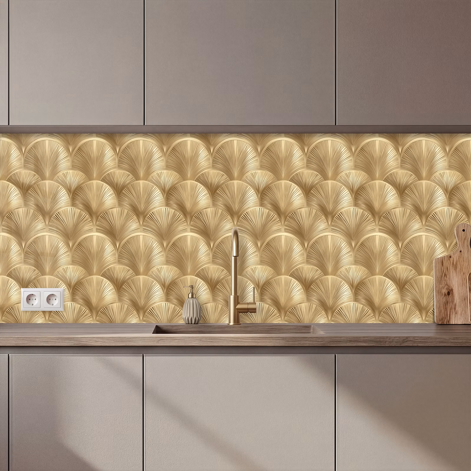 Schienale cucina - Motivo - Ventaglio - Oro — 1