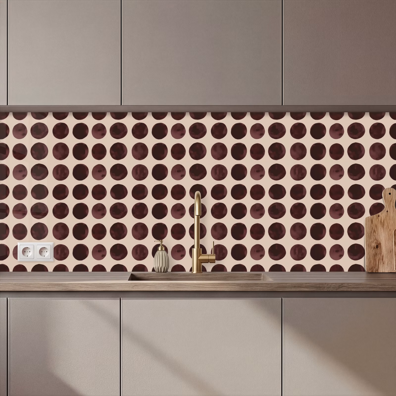 Schienale cucina - Pois - Motivo - Marrone — 1