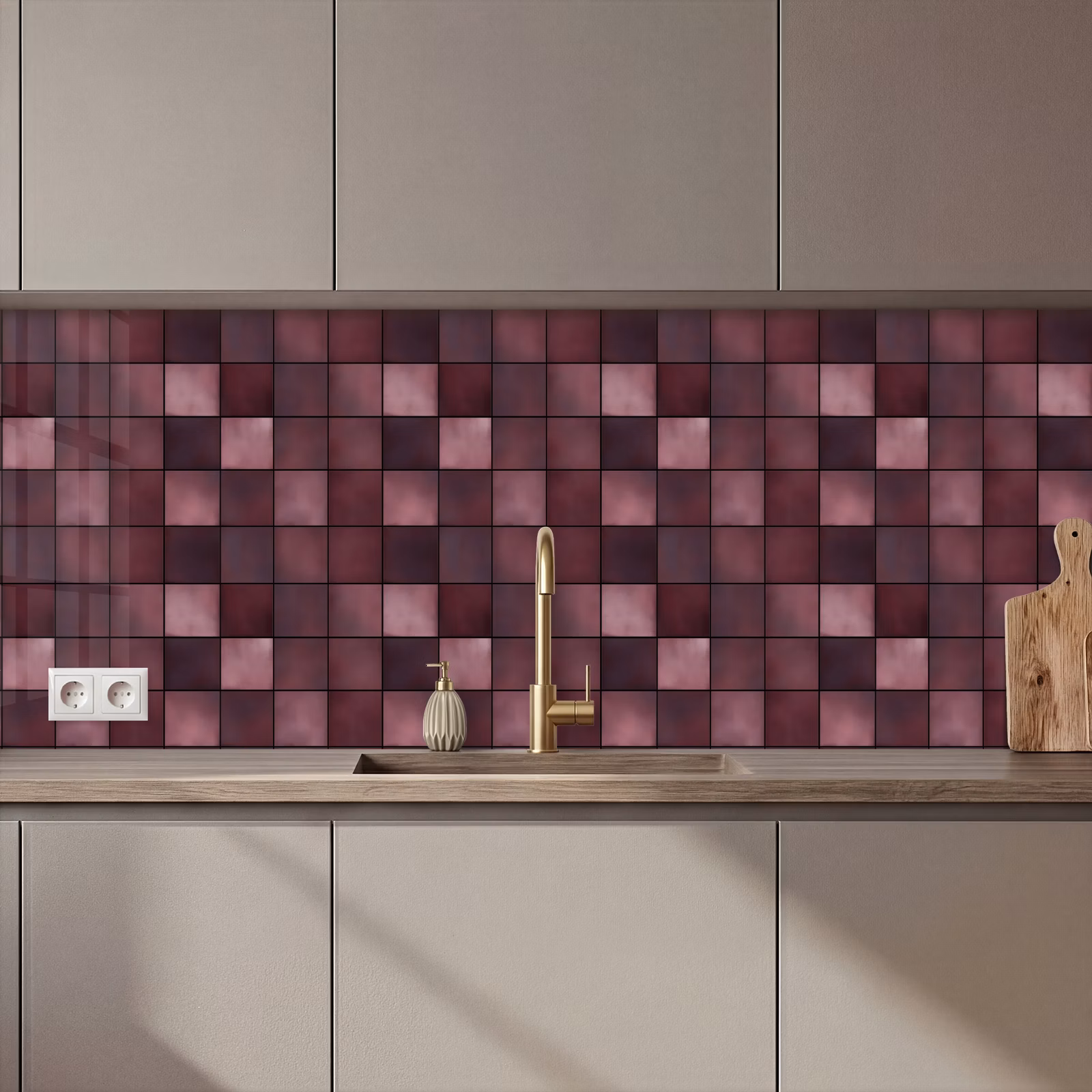 Schienale cucina - Quadrato - Piastrella - Motivo - Viola — 1