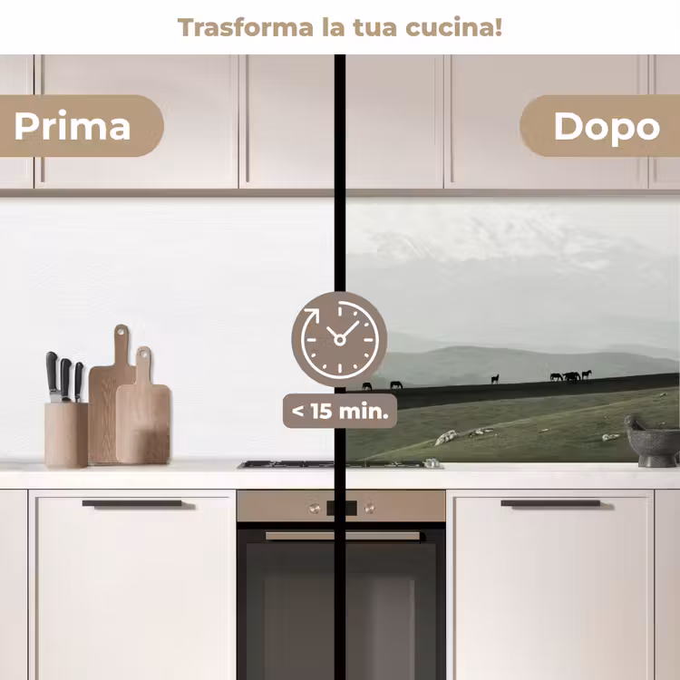 Schienale cucina - Grigio - Montagna - Cavalli — 3