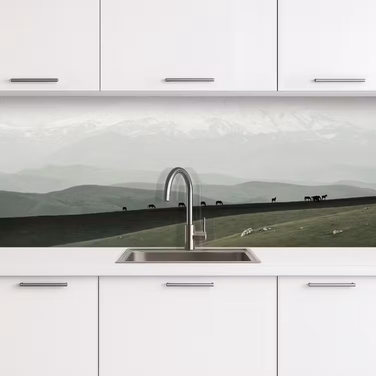 Schienale cucina - Grigio - Montagna - Cavalli — 4