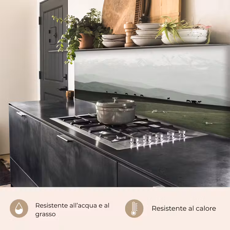 Schienale cucina - Grigio - Montagna - Cavalli — 5