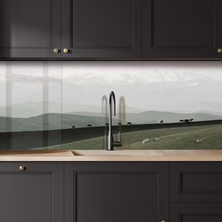 Schienale cucina - Grigio - Montagna - Cavalli — 6