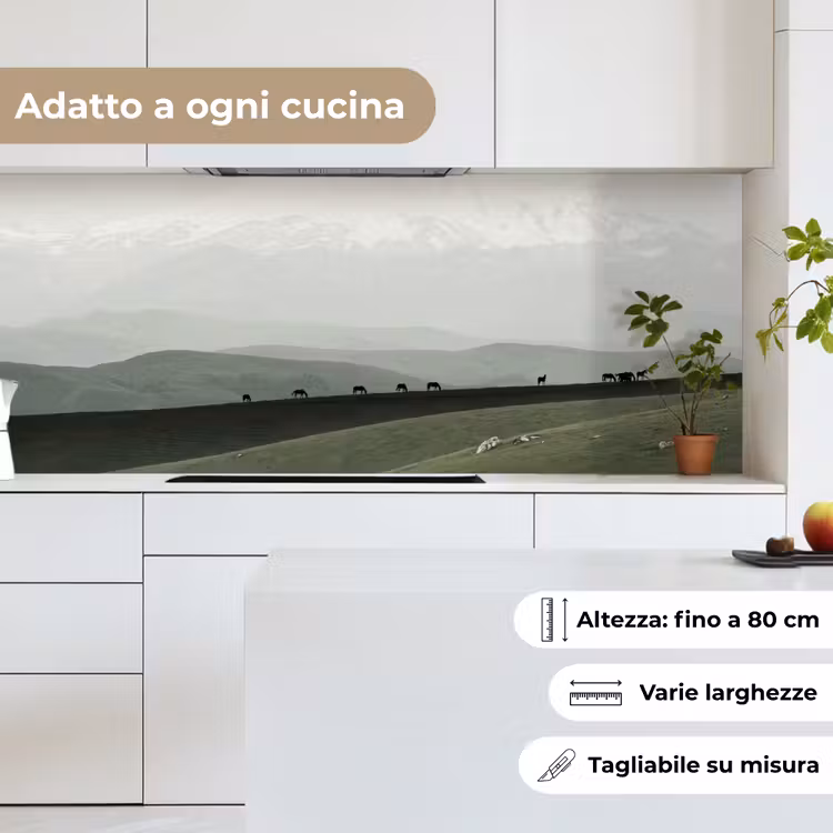 Schienale cucina - Grigio - Montagna - Cavalli — 7