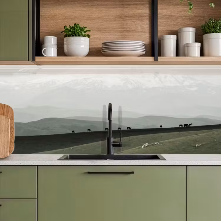 Schienale cucina - Grigio - Montagna - Cavalli — 8