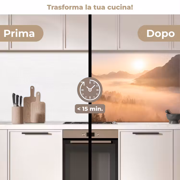 Schienale cucina - Luce del sole - Nebbia - Montagne - Alberi — 3