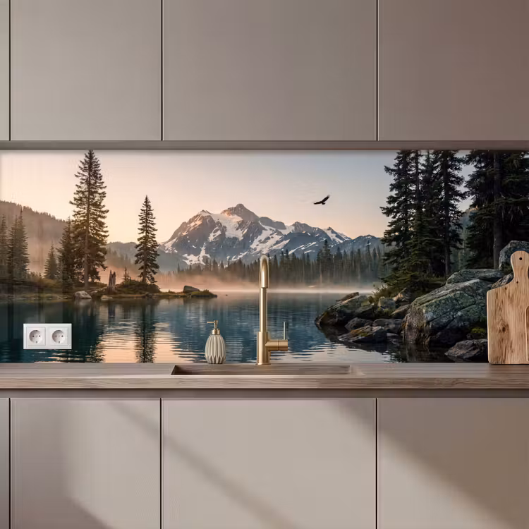 Schienale cucina - Montagne - Acqua - Alberi — 1