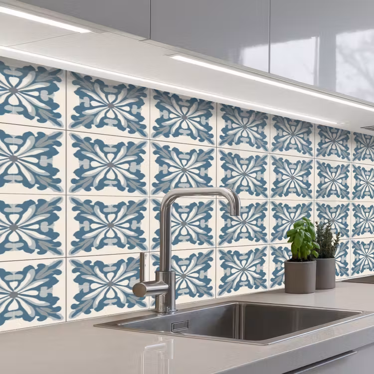 Schienale cucina - Motivo - Piastrella - Blu — 2