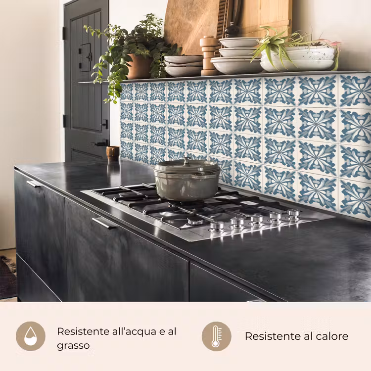Schienale cucina - Motivo - Piastrella - Blu — 5