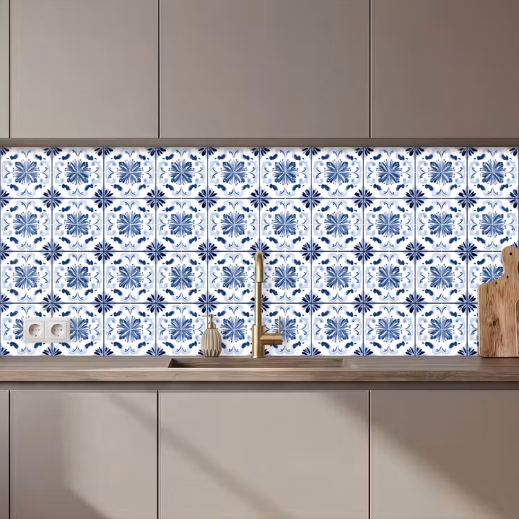 Schienale cucina - Motivo - Piastrella - Blu — 1