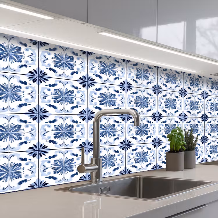 Schienale cucina - Motivo - Piastrella - Blu — 2